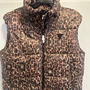 Guess Leopard Print Puffer Vest